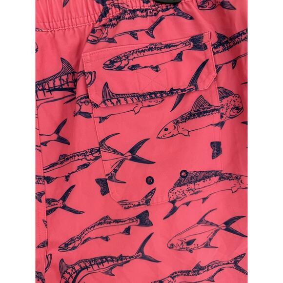Vineyard vines Men’s Swim Trunks Pink/Blue Fish Print 34” Waist 8” Inseam - Picture 4 of 7